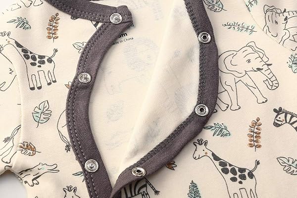 Kiddiezoom Grenouillère à manches longues en coton pour bébé garçon, coupe ajustée, recouvre les pieds - 3