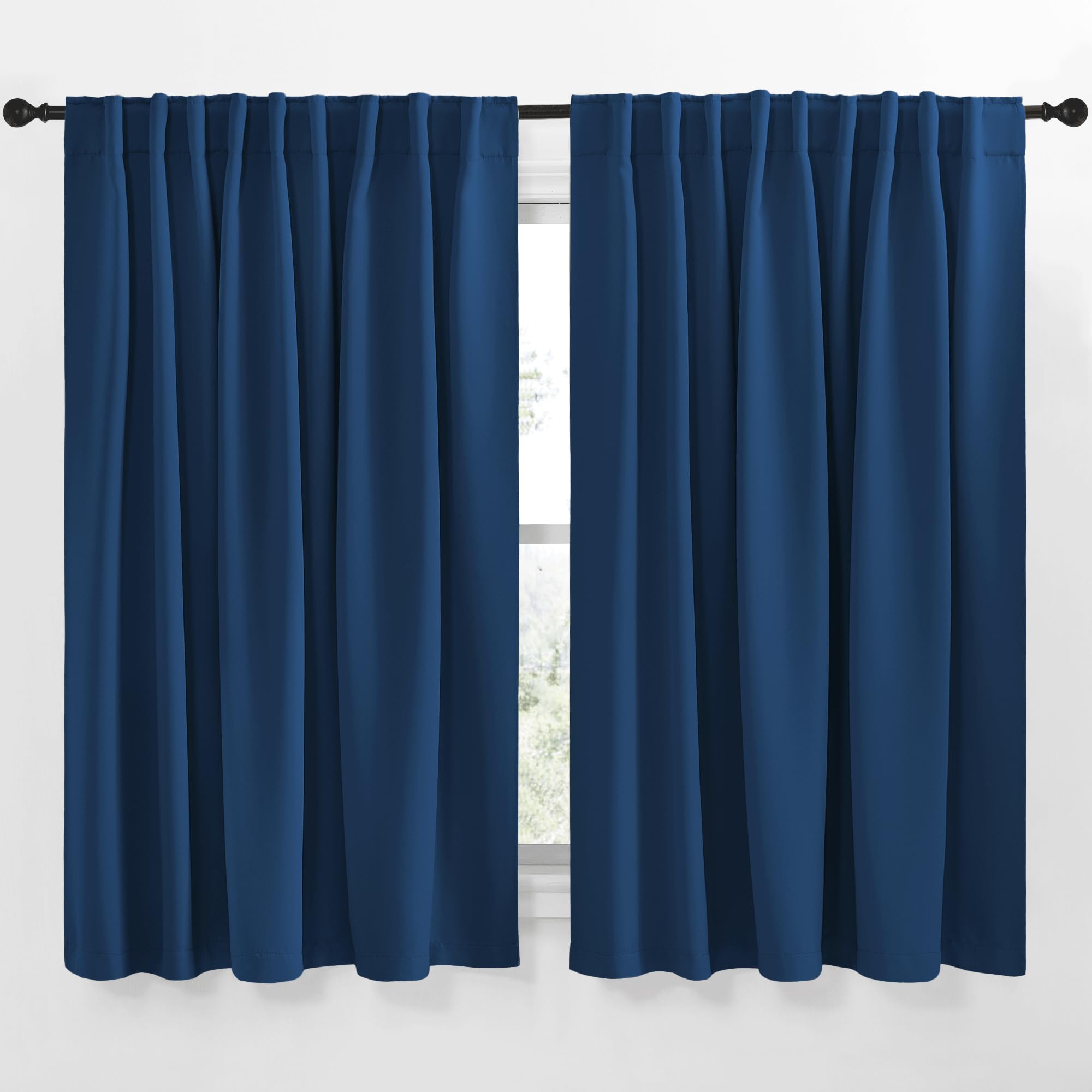 NICETOWN Blackout Curtain Panels Window Draperies - (Moroccan Blue Color) 70x63 inch, 2 Pieces, Rod Pocket &amp; Back Tab Insulating Room Darkening Blackout Drapes for Bedroom