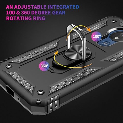 Miniatura 5 de Funda para Moto G7 Power, G7 Supra, G7 Optimo Maxx  Grado Militar 360 Grado Giratorio Anillo Soporte Teléfono Cubierta para Motorola Moto G7 Power,