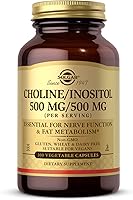 Vista 1 de Solgar Choline/Inositol 500 mg/500 mg, 100 Vegetable Capsules - Energy Metabolism, Liver Health, Essential for Brain & Nerve Function - Non-GMO
