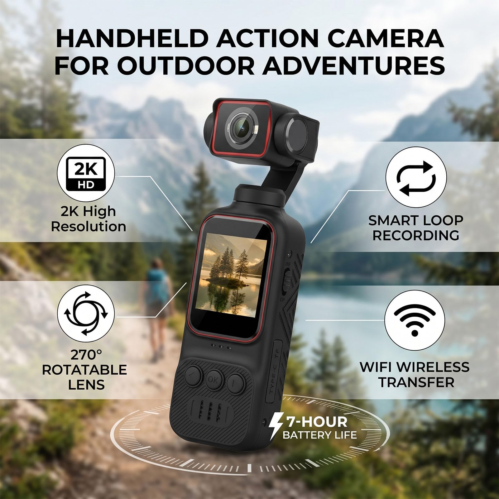 Fotocamera Portatile per Vlogging 4K con Foto da 12 MP