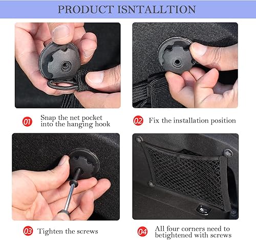Miniatura 7 de Paquete de 2 redes de carga pequeñas de malla de almacenamiento de malla elástica para automóvil, red de almacenamiento para maletero de automóvil