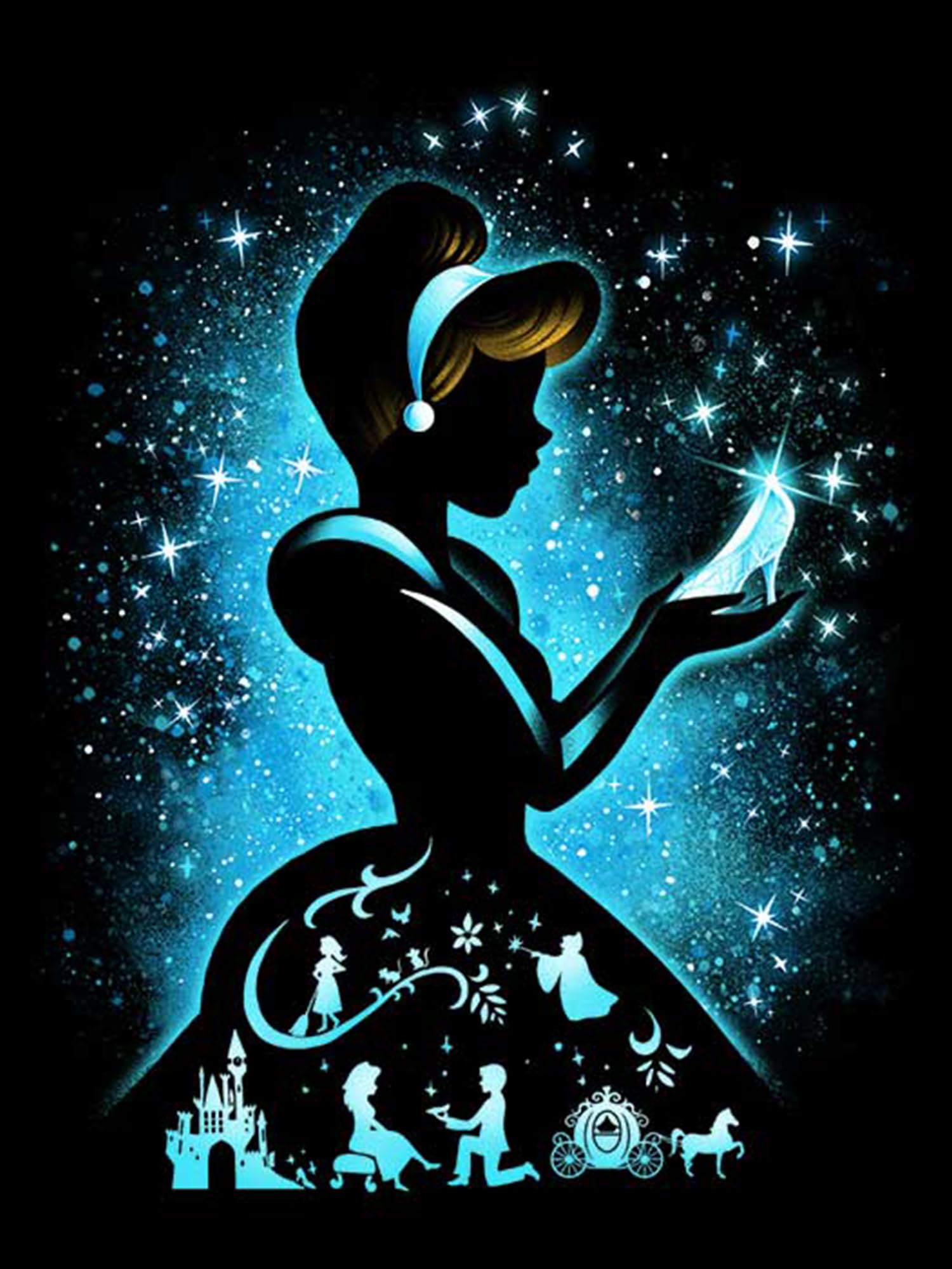 Huanny He018 Diy Diamond Painting Cinderella Diamond Art Kits, 5D Full Drill Cross Stitch Embroidery Kit, Funny