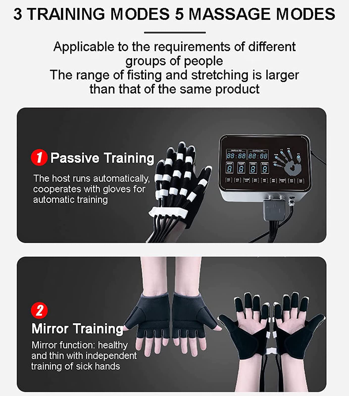 Ejercicio De Extensión De Dedos, Equipo De Guantes De Robot De Rehabilitación De Función De Mano Potente, para Entrenamiento De Dedos De Contractura De Flexión, para Alivio a Largo Plazo