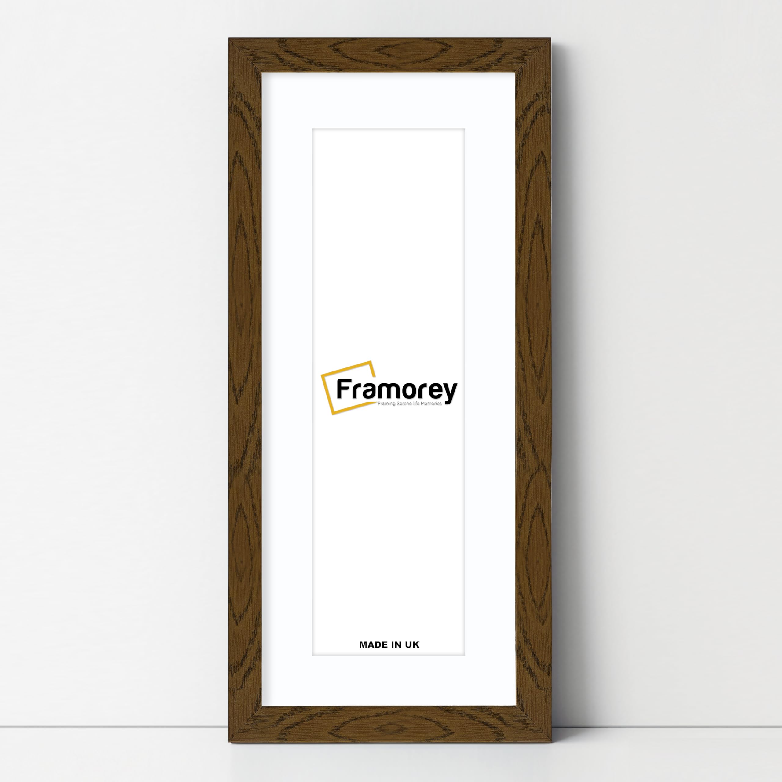 FRAMOREY Panoramic Picture Frame, 24x12" Dark Oak With 20x8" White Mount, Handmade, Wall Art Hanging Frame