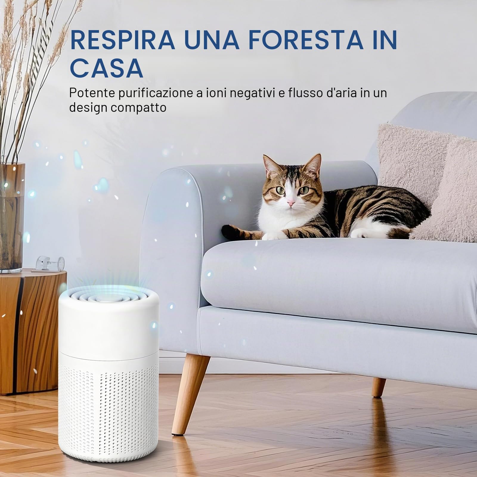 Purificatore d’Aria USB Portatile con Filtro H13 HEPA,Air Cleaner con Doppia Filtrazione Ionica, Silenzioso a Basso Consumo, Design Compatto per Ufficio, Auto,Rimuove Polline Fumo Peli di Animali