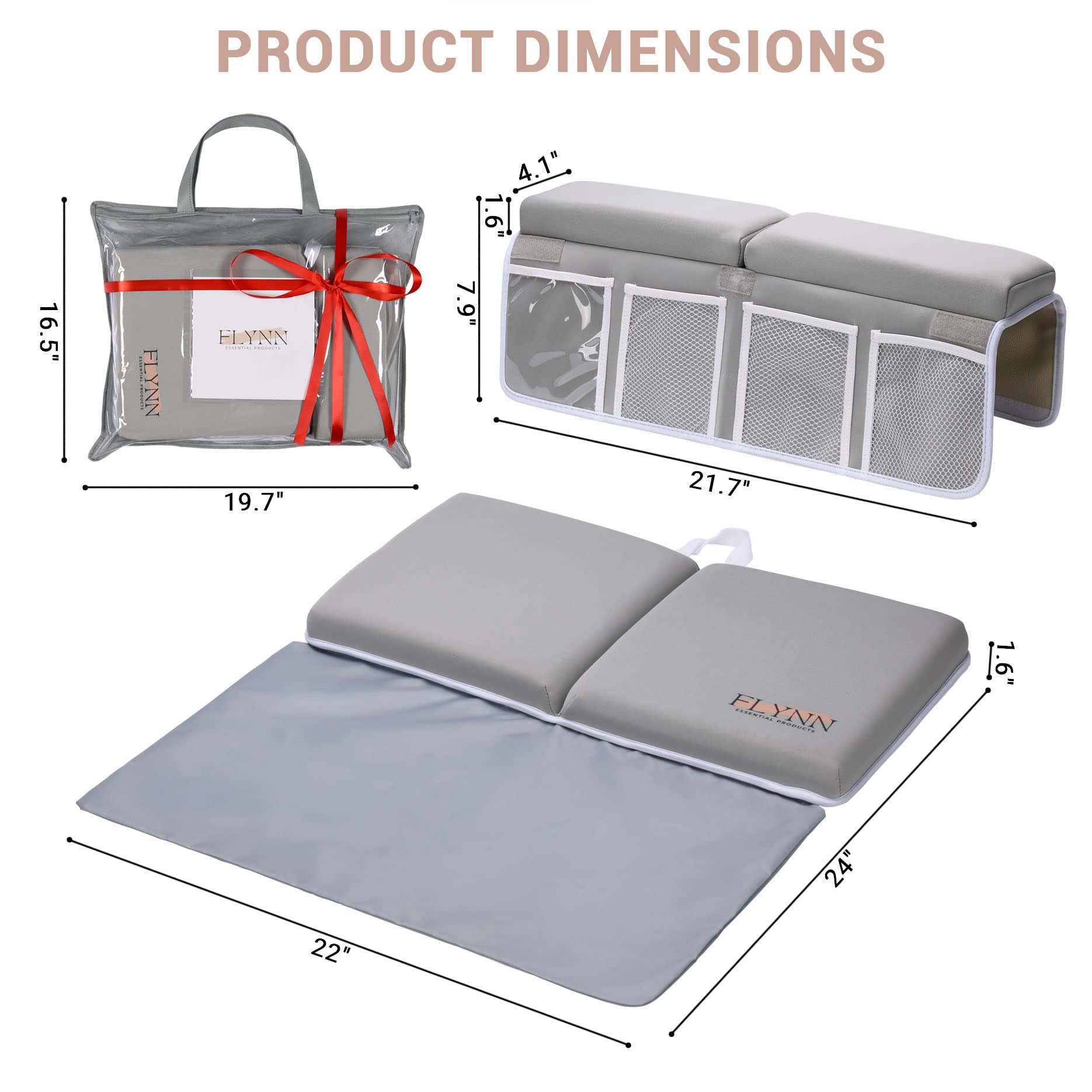Baby Bath Kneeler and Elbow Rest Pad â€“ Thick and Wide Anti-Slip Mat Cushion with 11.02 x 11.81 x 7.87 Inches â€“ Gray Bathtub Kneeler Pad Gray