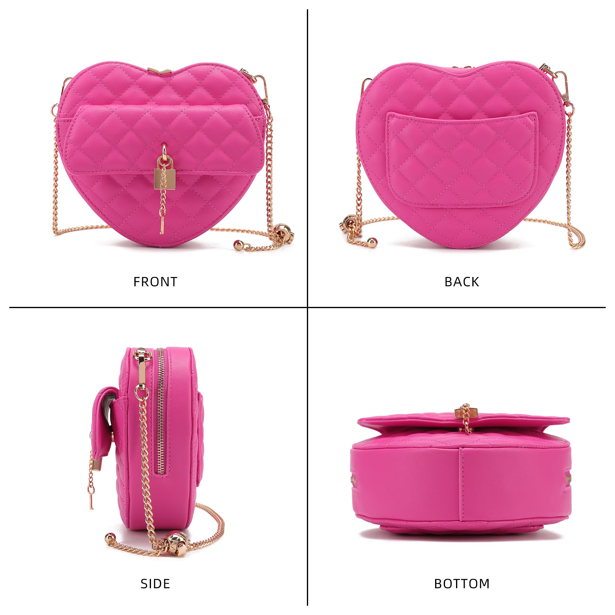 lola mae Heart Shape Satchel Crossbody Purse for women Zip Around Shoulder Bag