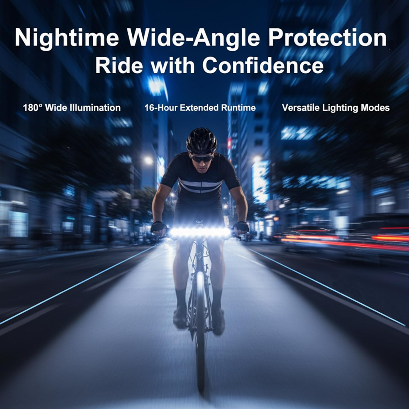 Luz Delantera para Bicicleta Superbrillante, 4800 Lúmenes, con 17 LED, Pantalla Digital De Potencia, Recargable por USB, para Ciclismo De Carretera, MTB Todoterreno Y Desplazamientos Urbanos