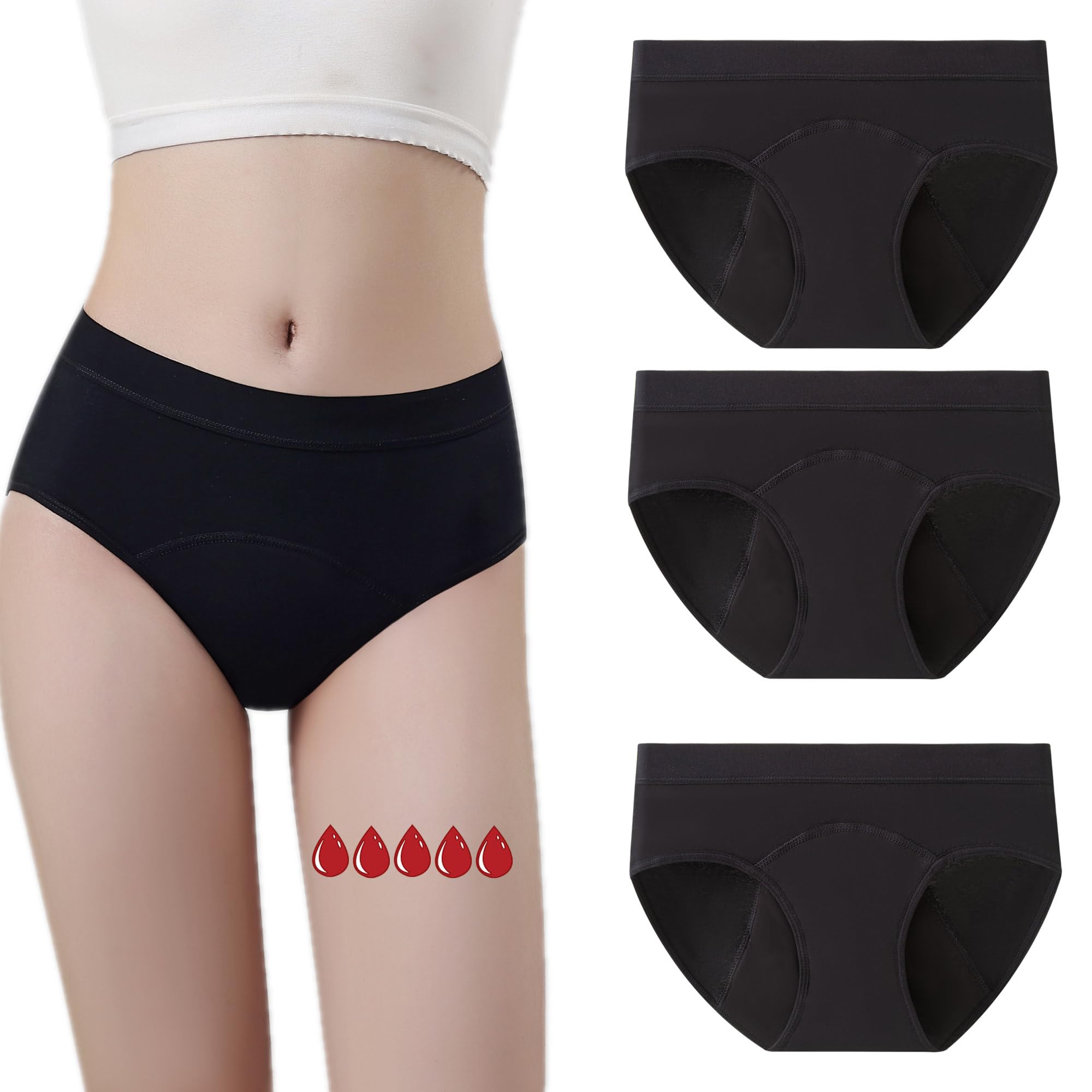 ZVZK Period Pants Heavy Flow Girls 30ML Absorb Cotton Knickers Briefs Underwear Mid Waist Hipster Menstrual Panties for teenage 8-18 Years — view 8