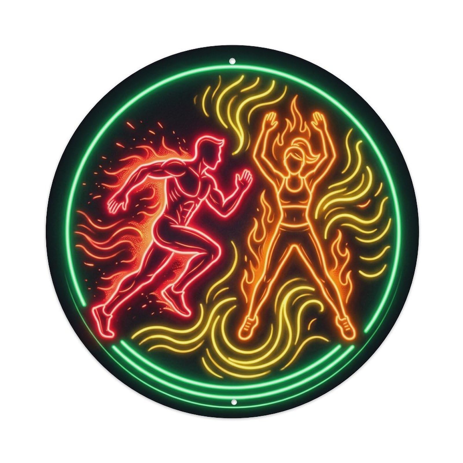 Vintage Faux Neon Gym Retro Bodybuilding Thermogenesis Metal Tin Sign