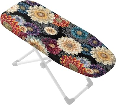 Boho Mandala Flower Print Ironing Board Cover Mini, Easy Replacement for Hotel, 14x24 Inch, Stretchable Scorching Resistant Ironing Pad Cover