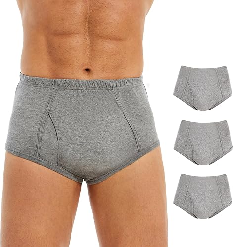 Ropa interior para incontinencia para hombre, lavable, de algodón, a prueba de fugas, parte delantera y trasera, 4.1 fl oz de absorción (paquete de
