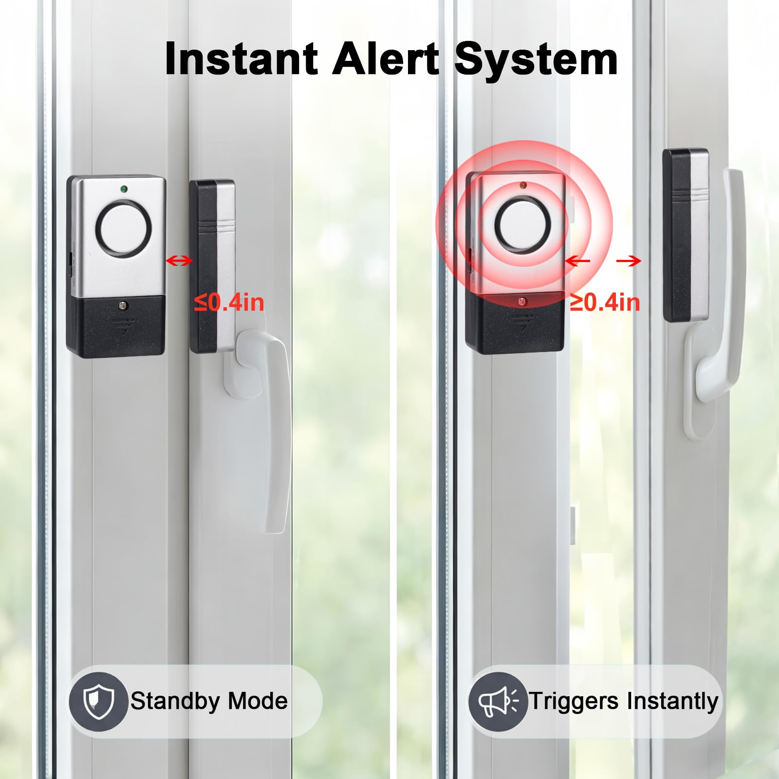 Alarmas para puerta y ventana (120 DB, con imán blanco)