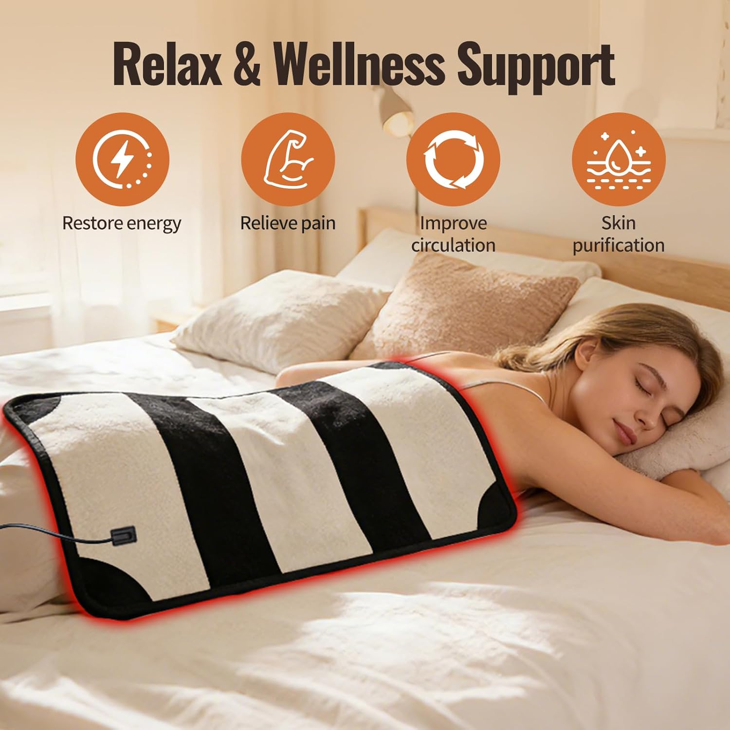 24’’ x 12’’ Red Light Therapy Belt for Body, 660nm & 850nm Infrared Wrap with 3 Modes, 5 Intensity Levels, 10–90 Min Timer, Adjustable LED Light for Muscle Relaxation & Wellness