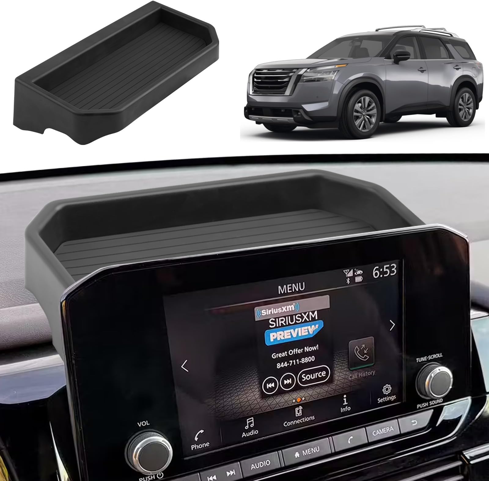 2025 Pathfinder Dash Console Organizer - Behind Screen Organizer Tray For 2022-2025 Nissan Pathfinder(SL/Platinum) Accessories Dashboard Storage Behind 9-Inch Screen Center Console Organizer