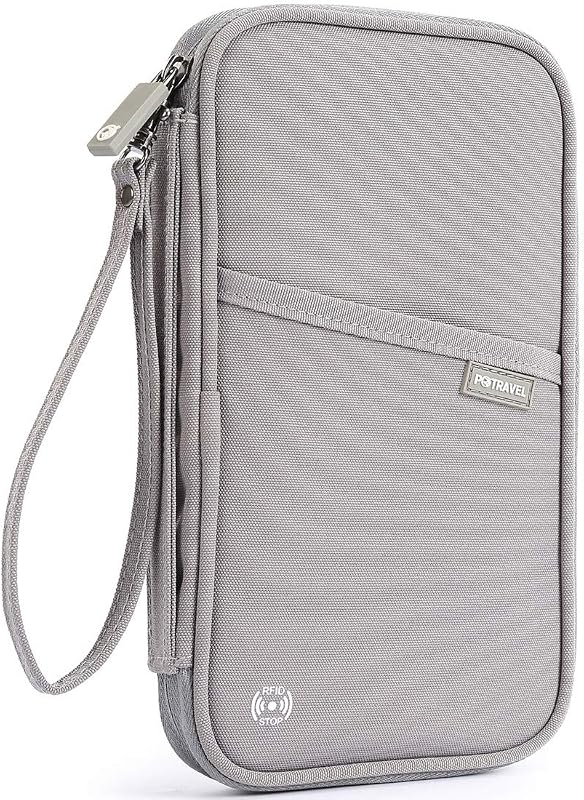 VanFn RFID Travel Passport Wallet, Family Passport Holder, Trip Document Organizer P.Travel Series (Nylon - Grey)