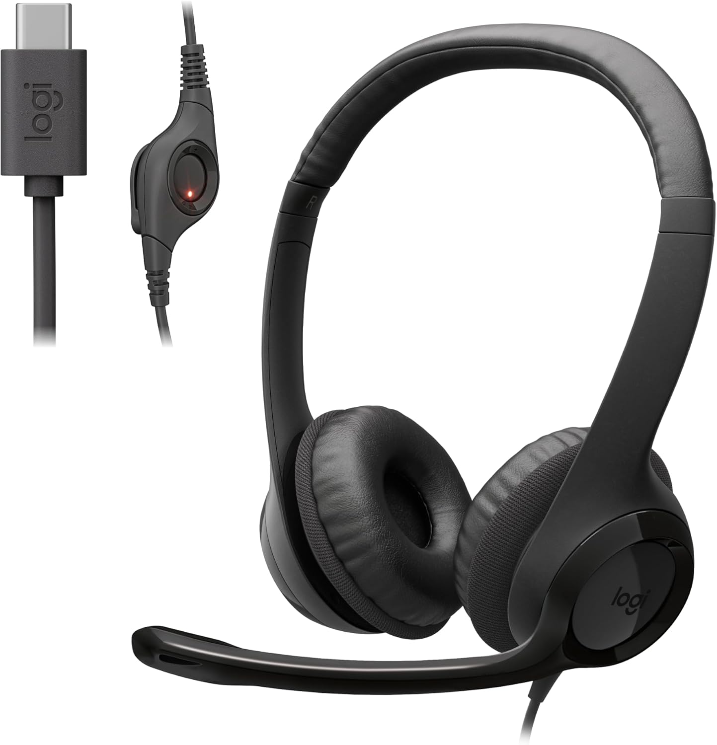 ロジクール ヘッドセット USB Type-C 接続 ノイズキャンセリング マイク付き H390RC ステレオ コントロール 軽量 マイク ヘッドホン ヘッドフォン ブラック windows mac Chrome USB-C H390R テ