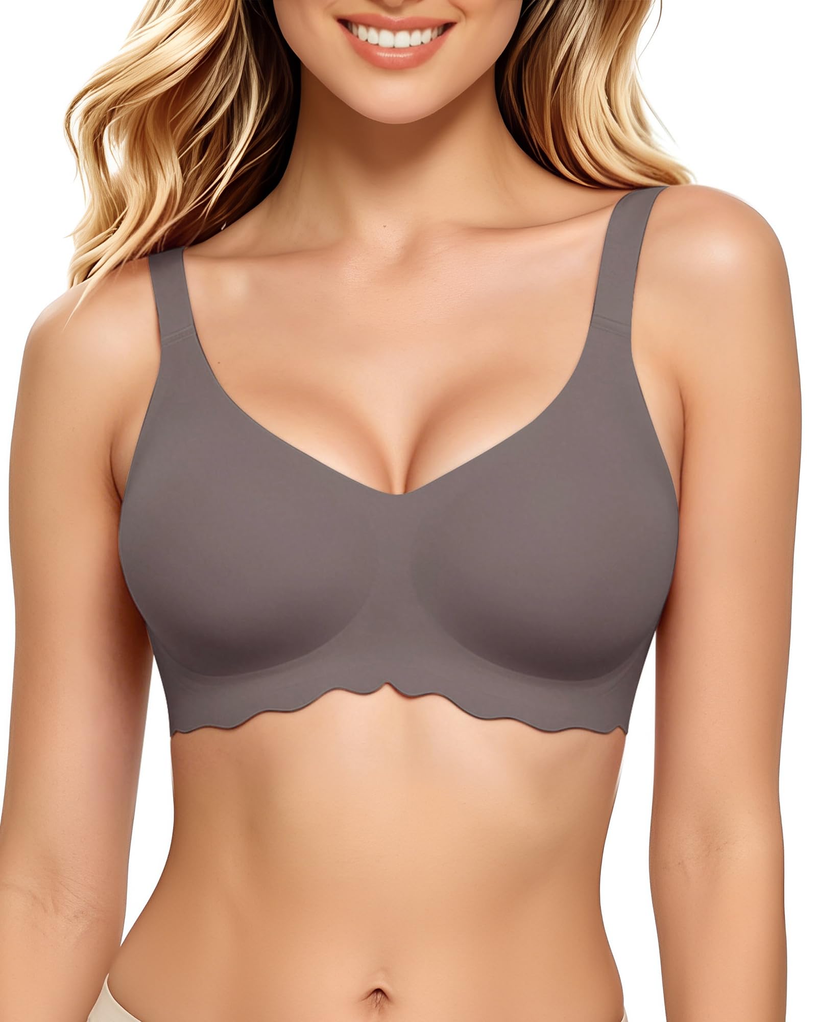 HORISUN Bügelloser BH Damen, Nahtlos 3D Jelly Strip, Push up mit starker Halt, Anti-Achselbeulen, Ideal für Schlaf, Yoga & Alltag