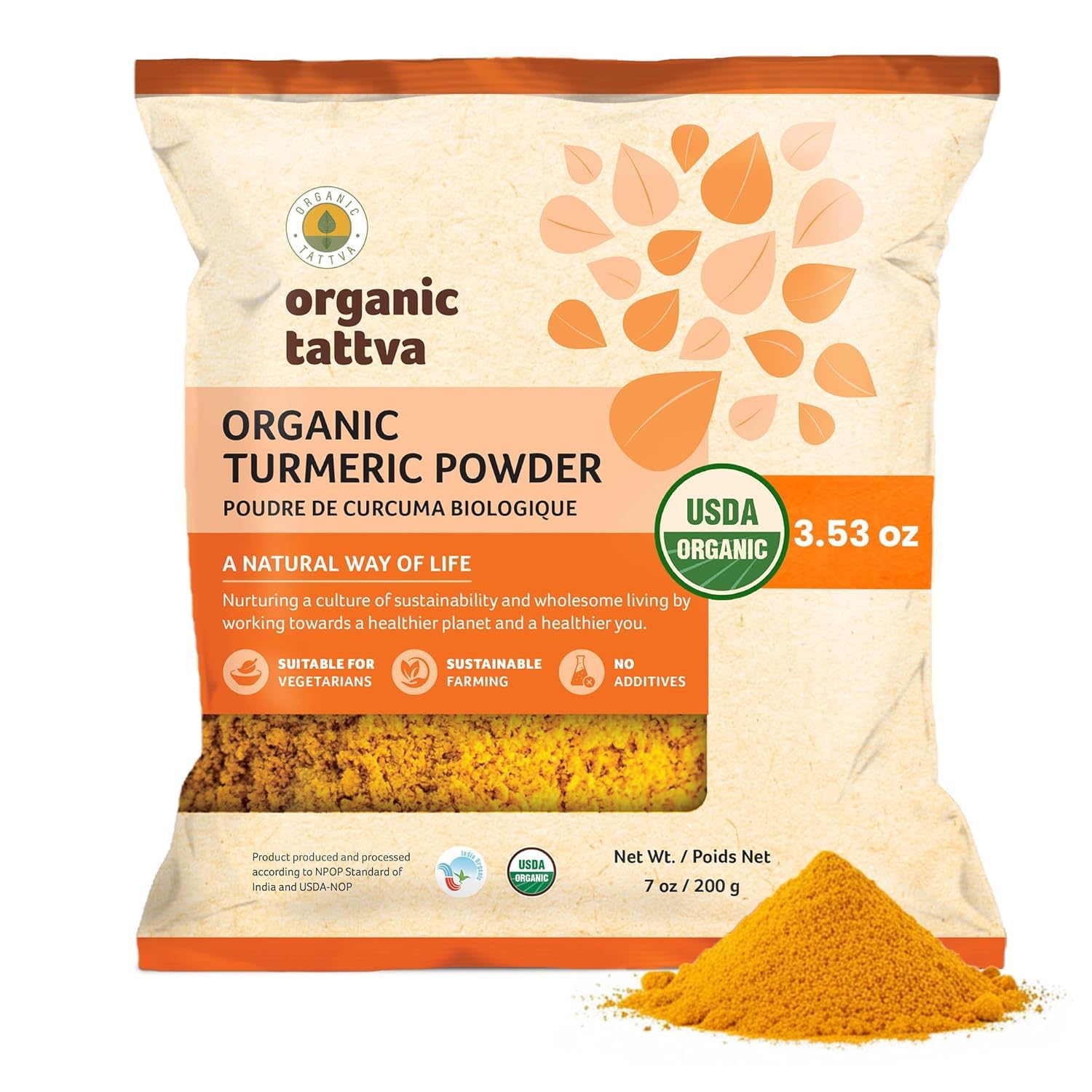Organic Tattva, Organic Gluten Free Turmeric (Haldi) Powder - 100 Gram | Quality Indian Spice, High Curcumin Content Haldi Powder