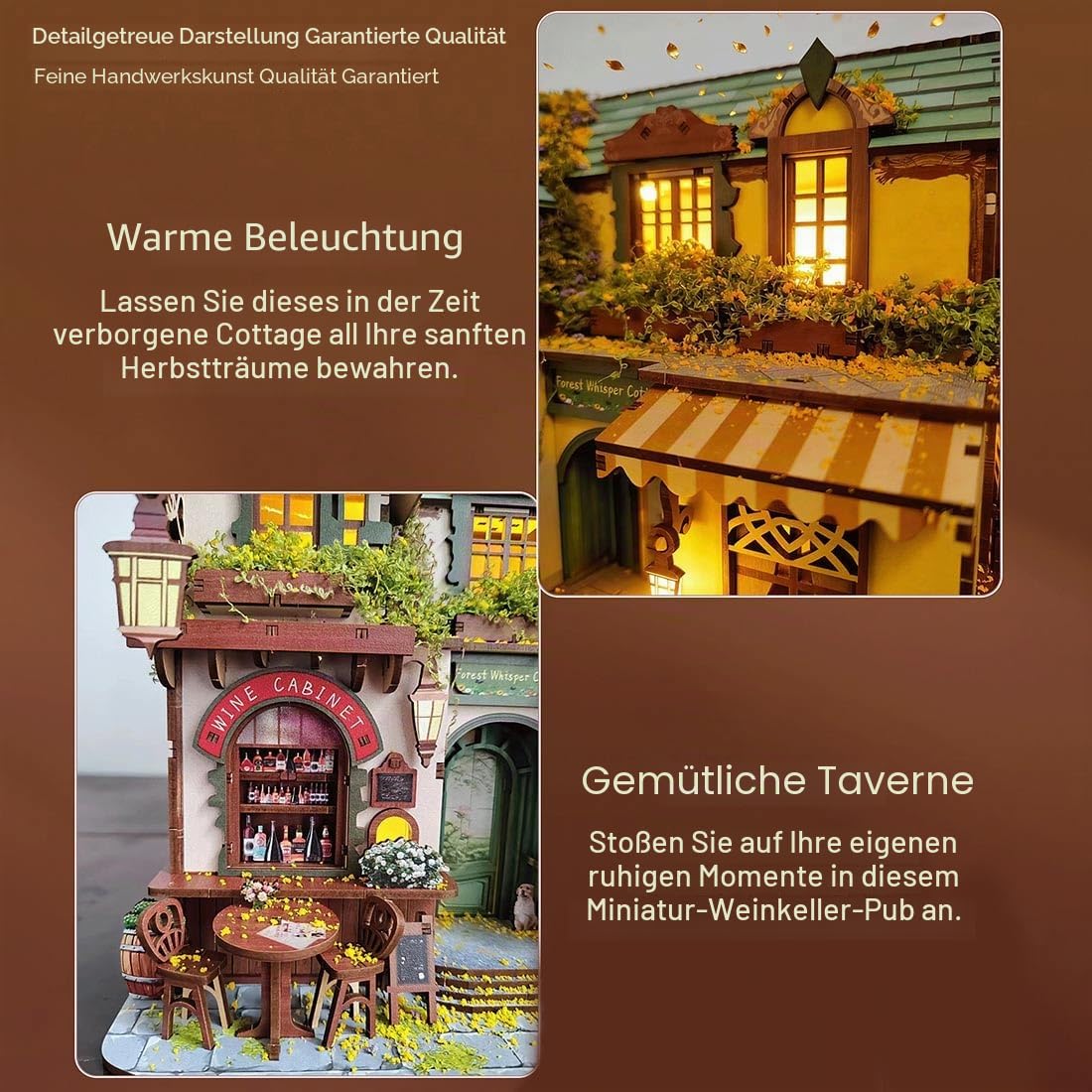3D Holzpuzzle Waldflüstern-Hütte Für Erwachsene, Holz Taverne Miniaturhaus-Bausatz Kreatives Ohne Kleber, Kreativ Desktop Geschenk Für Montage Enthusiasten (220 Teile)