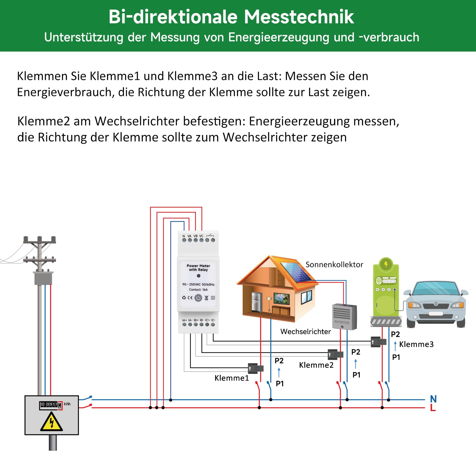 Tuya Smart Din Rail Power Monitor mit Relais, Echtzeit-Spannung, Strom, Leistungsfaktor, Aktivleistung & Frequenzmessung, Ein-/3-Phasen-kompatibel, Alexa & Google-Steuerung, Überlastschutz