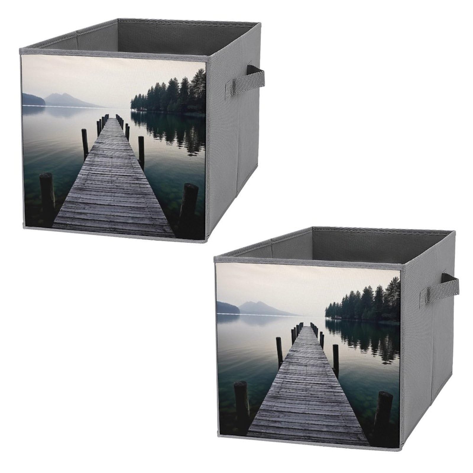 Boîtes de rangement en bois Jetty And Calm Lake panier pliable vêtements