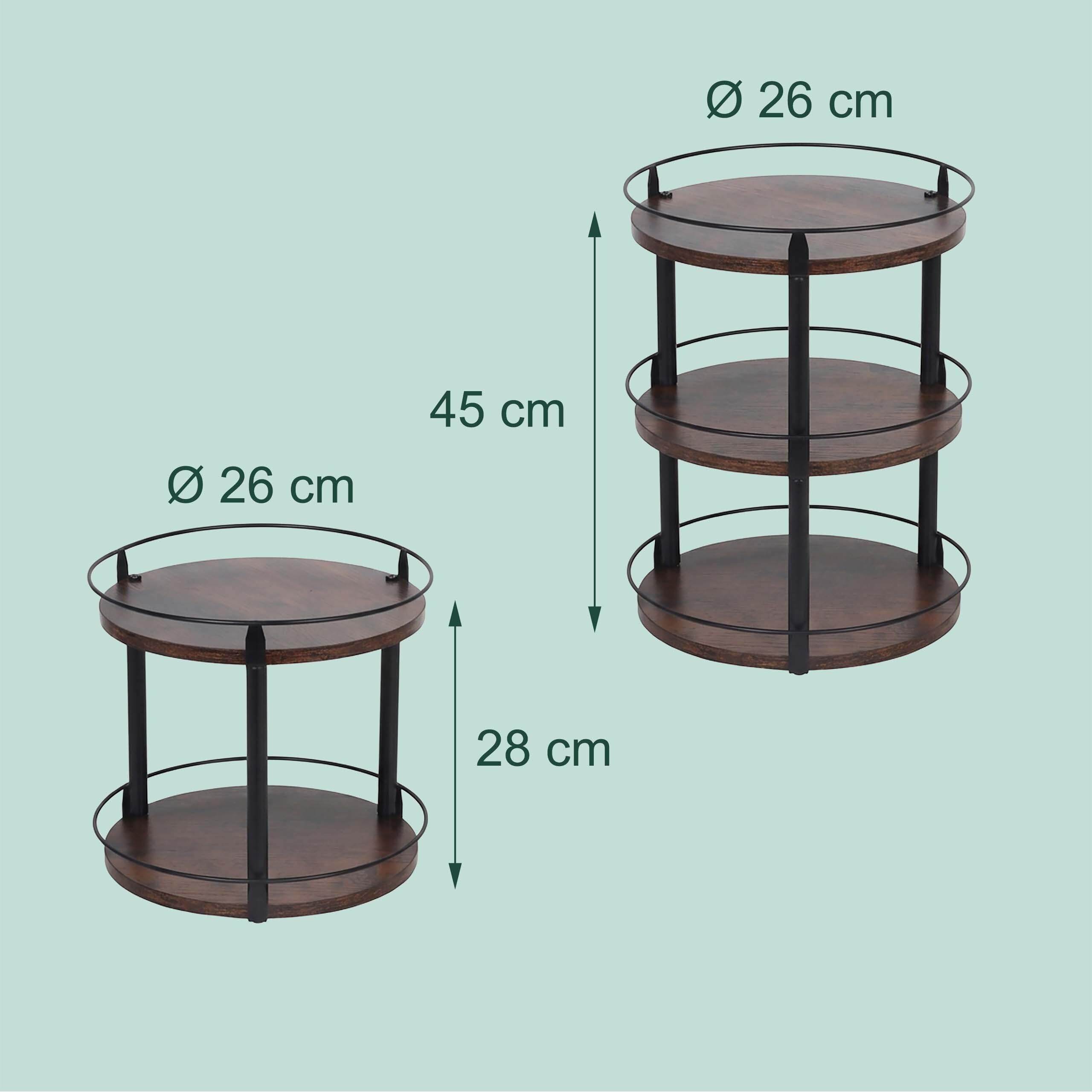 Relaxdays portaspezie Girevole 360°, 3 Ripiani, Bordo anticaduta, 45×26 cm, per Olio & aceto, Marrone/Nero