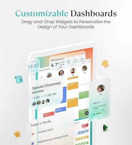 Miniatura 6 de Cozyla Mate Calendario digital+2 pantalla táctil de pared de 24 pulgadas, tabla de tareas personalizable, calendario electrónico inteligente para