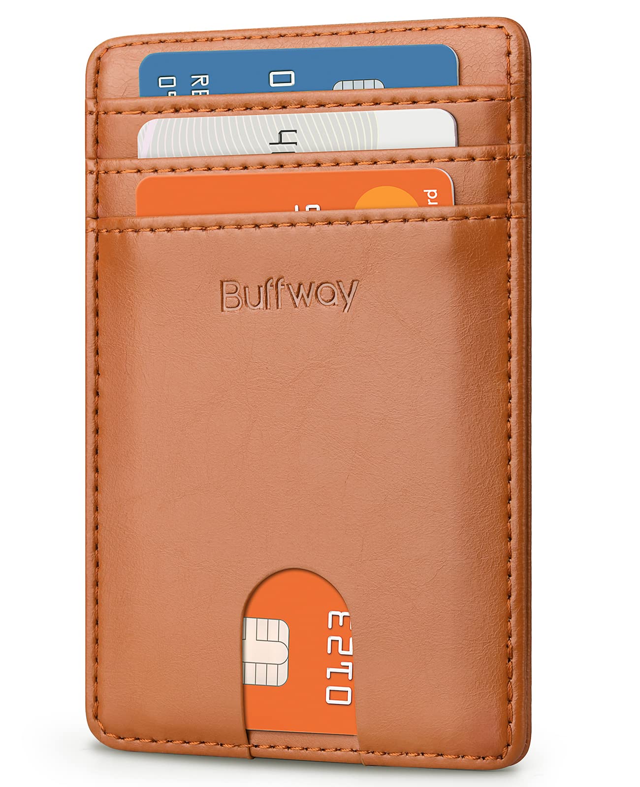 Buffway Mens RFID Blocking Slim Bifold Wallet Minimalist Leather Small Wallets for Men with Cash Pocket and Card Holder Slots