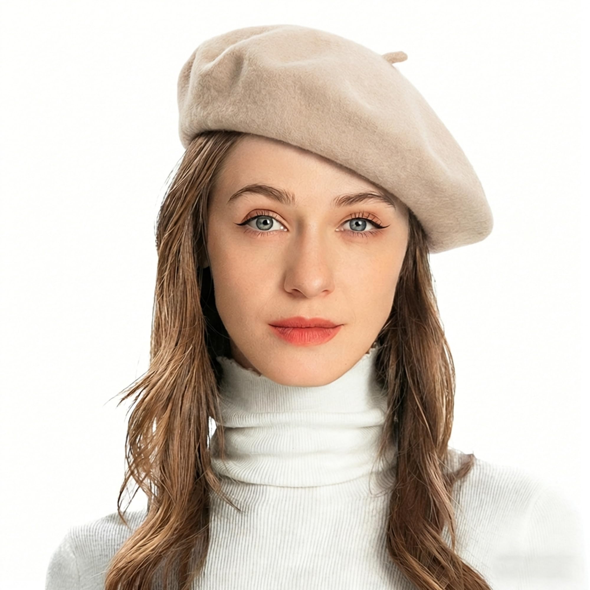 Wool French Beret Hat Solid Color Beret Cap for Women Girls