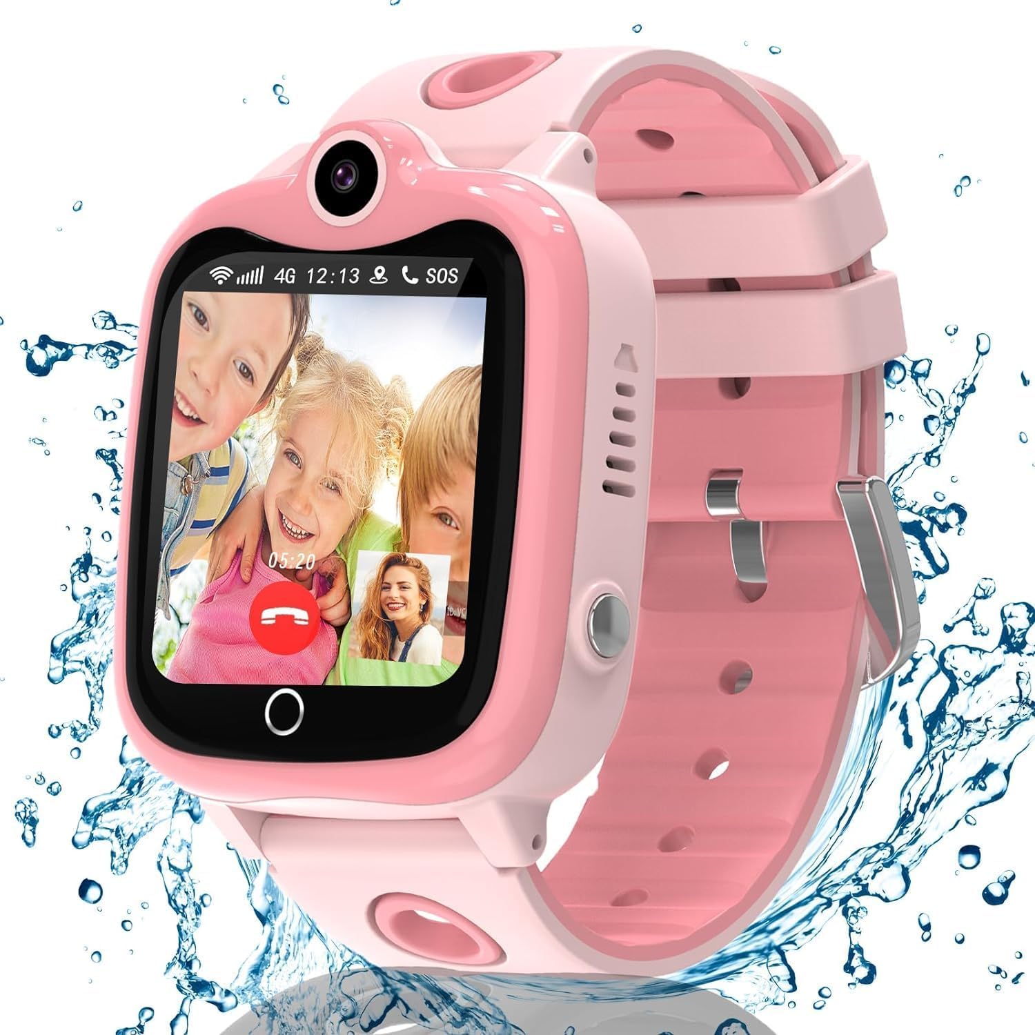 Reloj Inteligente Niño 4G, Smartwatch Niños con Videollamada, Reloj GPS Niños Localizador y Llamadas SOS Chat SMS Juego Cámara Despertador Impermeable Modo Clase,Reloj con Tarjeta SIM Regalo Niña Niño