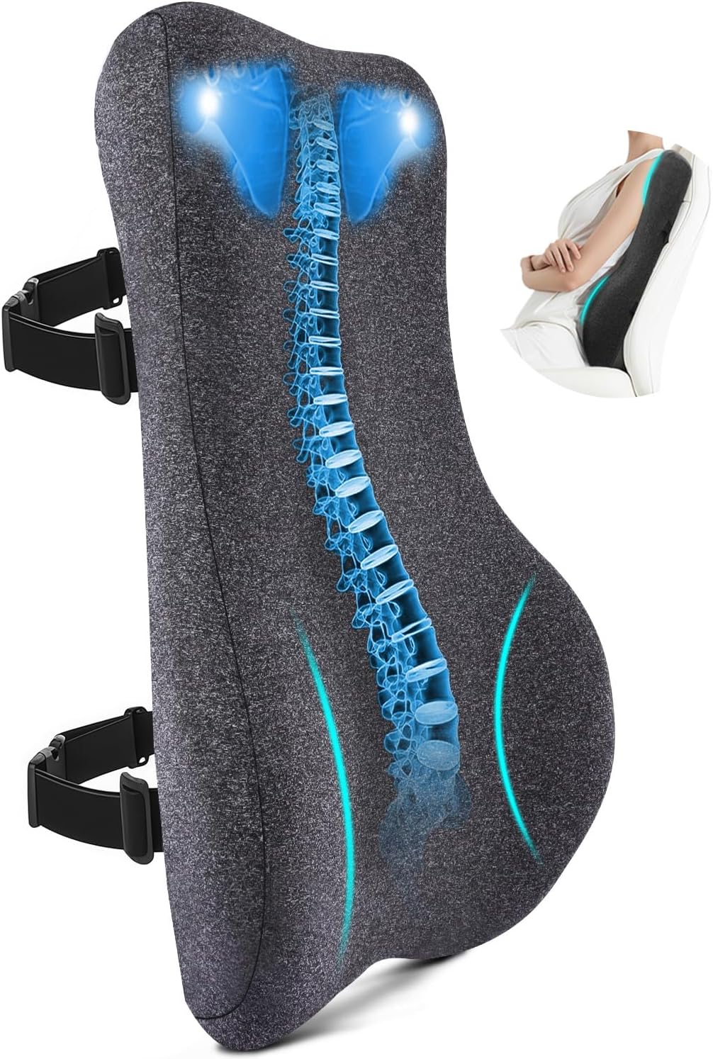 24'' Tall Back Support Pillow Fully Support Entire Back and Shoulder for Pain Relief and Comfort, Memory Foam Back Cushion for Back Rest, Ideal for Executive Office Chair, Computer & Gaming Chair