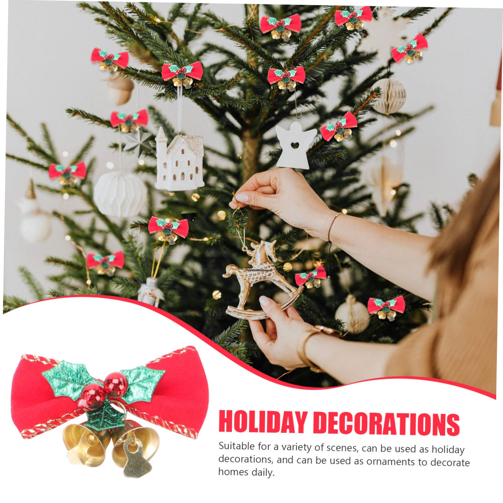OUNONA 144stücke Weihnachtsbaum Dekorationen Mit Und Schleifen Rote Ornamente Für Festliche Arrangements Für Weihnachtsfeiern Und Projekte