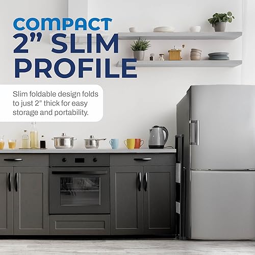 Miniatura 5 de Sorfey - Escalera plegable de 2 escalones, decorativa, hermosa madera gris y aluminio negro, perfil ultra delgado, escalones antideslizantes,