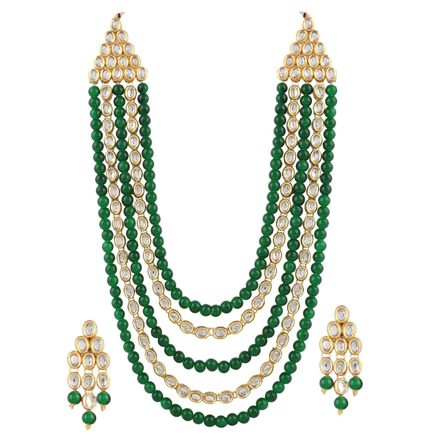 Fashion Latest Stylish 18k Gold Plated Kundan Wedding Necklace Set for Women
