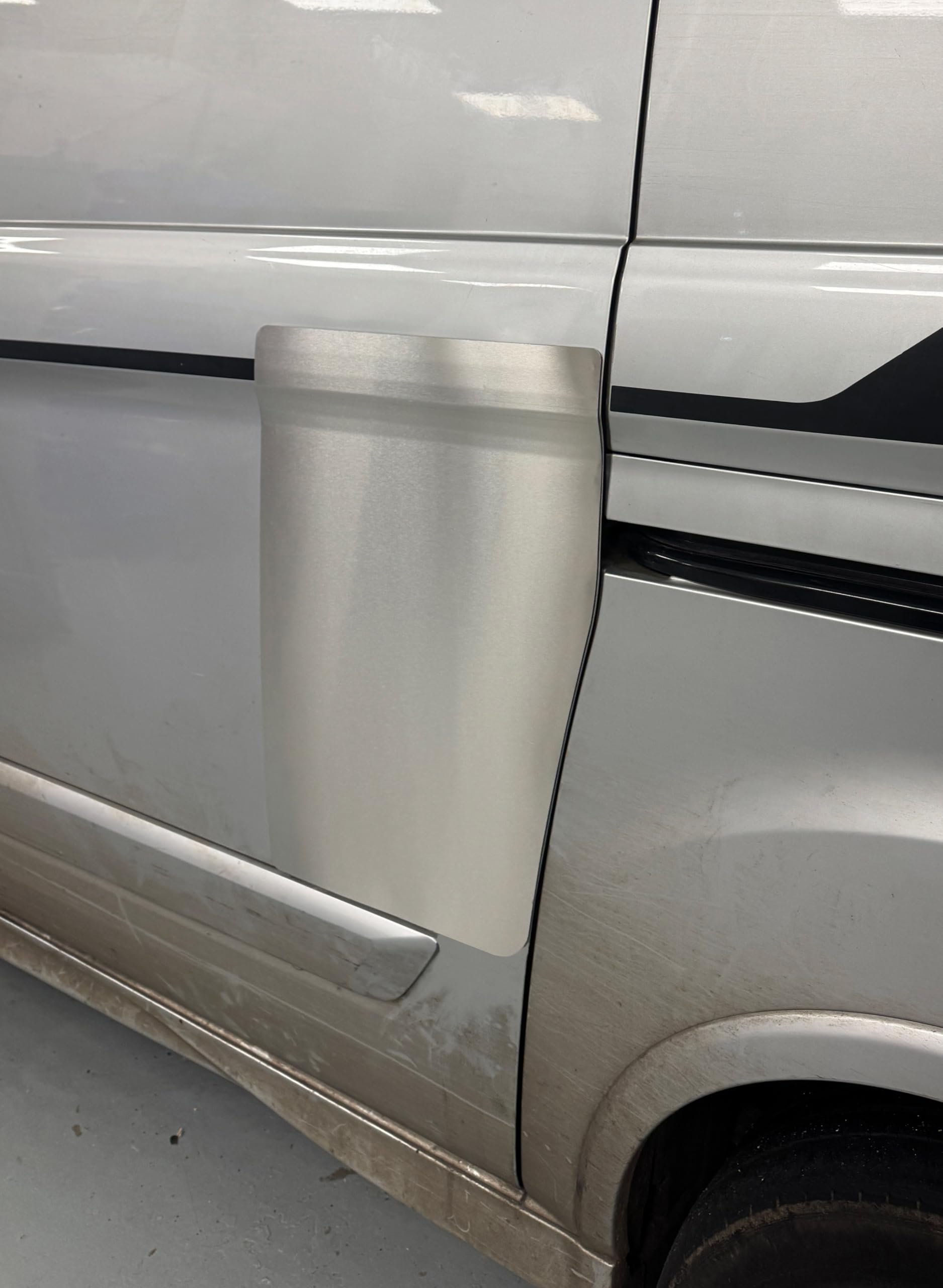 Sussex Installations Brushed Stainless For3-Nsl-Ext-003-Br Extra Large External Repair/Security Shield For The Ford Custom (2013-2023) Van - Left Side/Nearside Loading Door.