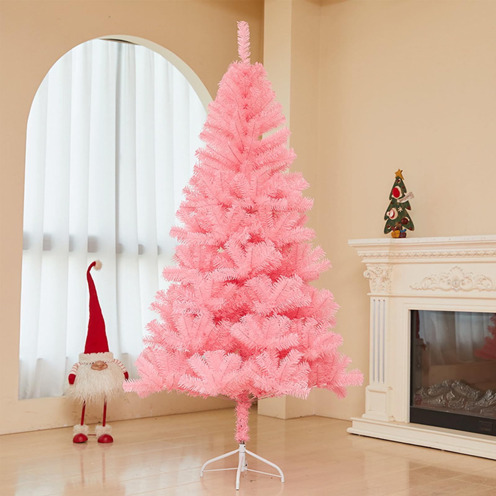 Generico Albero di Natale Artificiale Rosa con Supporti in Metallo, Facile da Montare, Perfetto per la Decorazione Festiva Interna ed Esterna(Height:150cm(59.0inch), Pink)