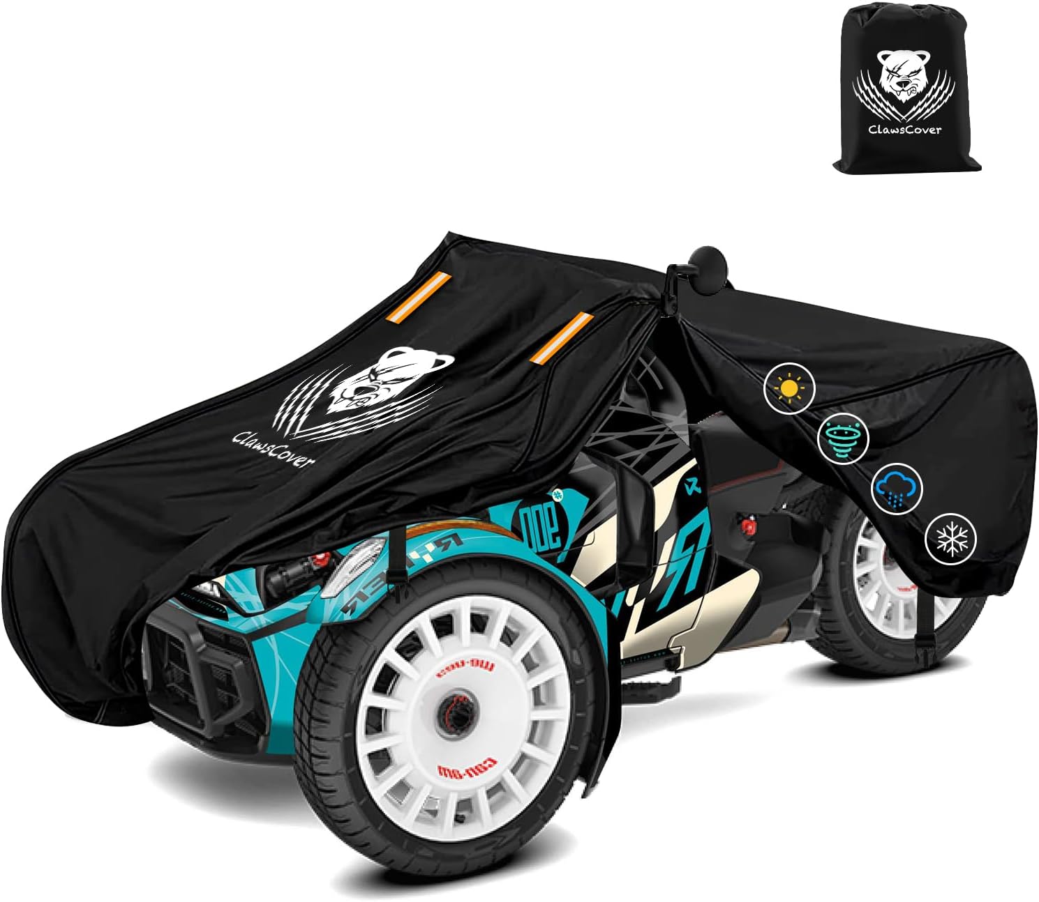 ClawsCover Can-Am Ryker Cover Waterproof Outdoor,Heavy Duty Anti-Fade Tear-Proof Polyester,Compatible with 2010-2022 Can-Am Ryker 600/900/Sport/Rally-92.6Lx59.9Wx48.9H Inch