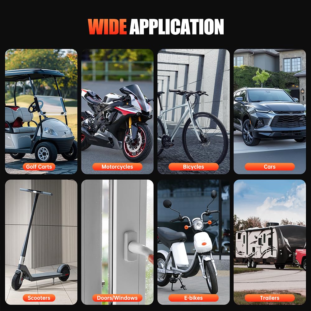 WSDCAM Allarme per bici aggiornato con telecomando, allarme di sicurezza antifurto forte da 113 dB, raggio di 60 m, impermeabile IP65, ricaricabile USB-C, clacson e localizzatore per bici elettriche