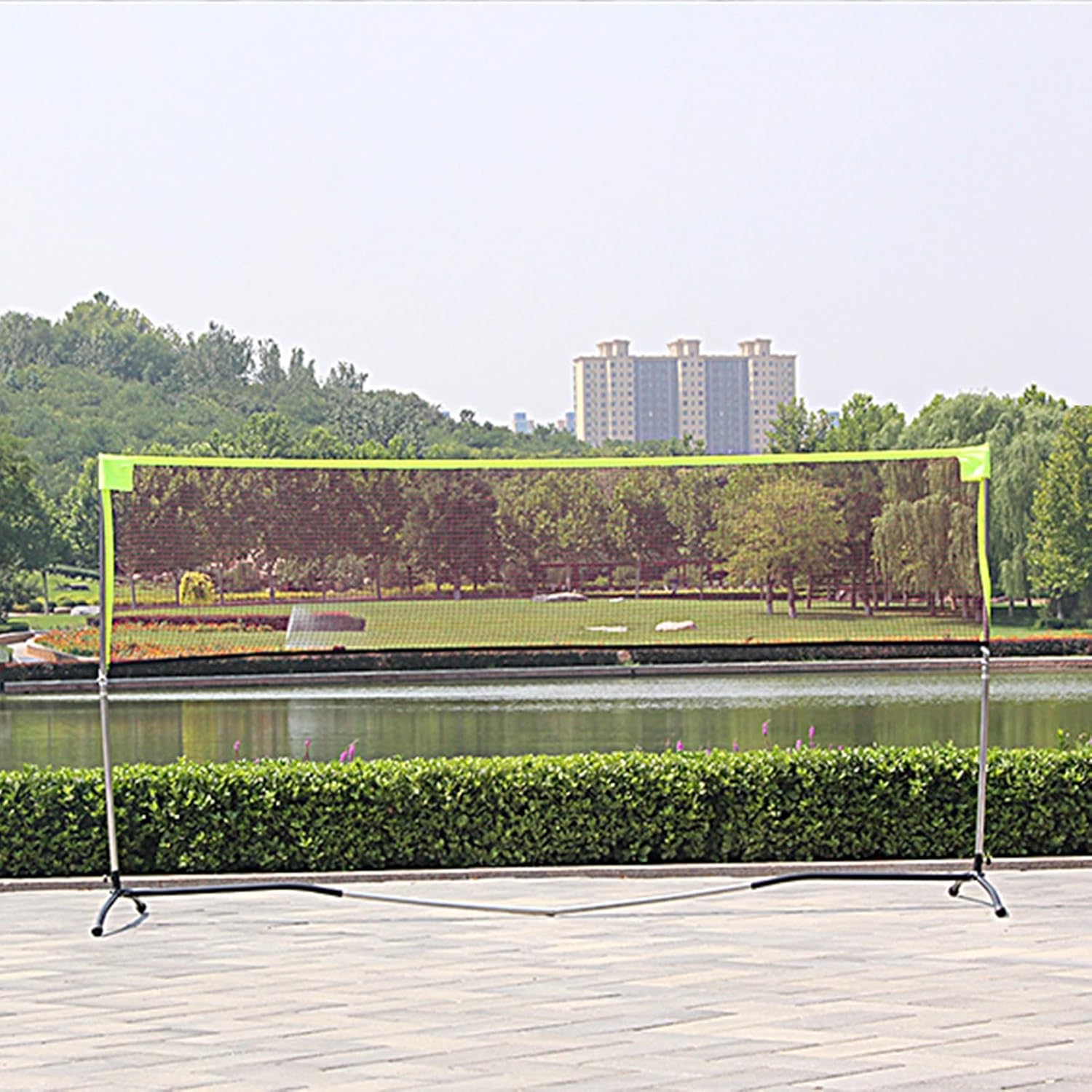 Foldable Badminton Net Stand,Portable Indoor Outdoor Volleyball Poles with Net and Backpack,Freestanding Athletic Training Equipment for Ballpark Beach Drive (One Color Length 310c