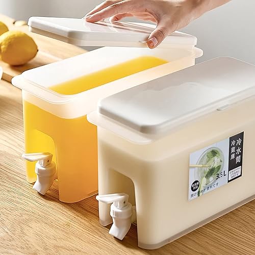 Miniatura 3 de Dispensador de bebidas de plástico, dispensador de bebidas con grifo, jarra de agua fría de gran capacidad de 1 galón, compartimento integrado,