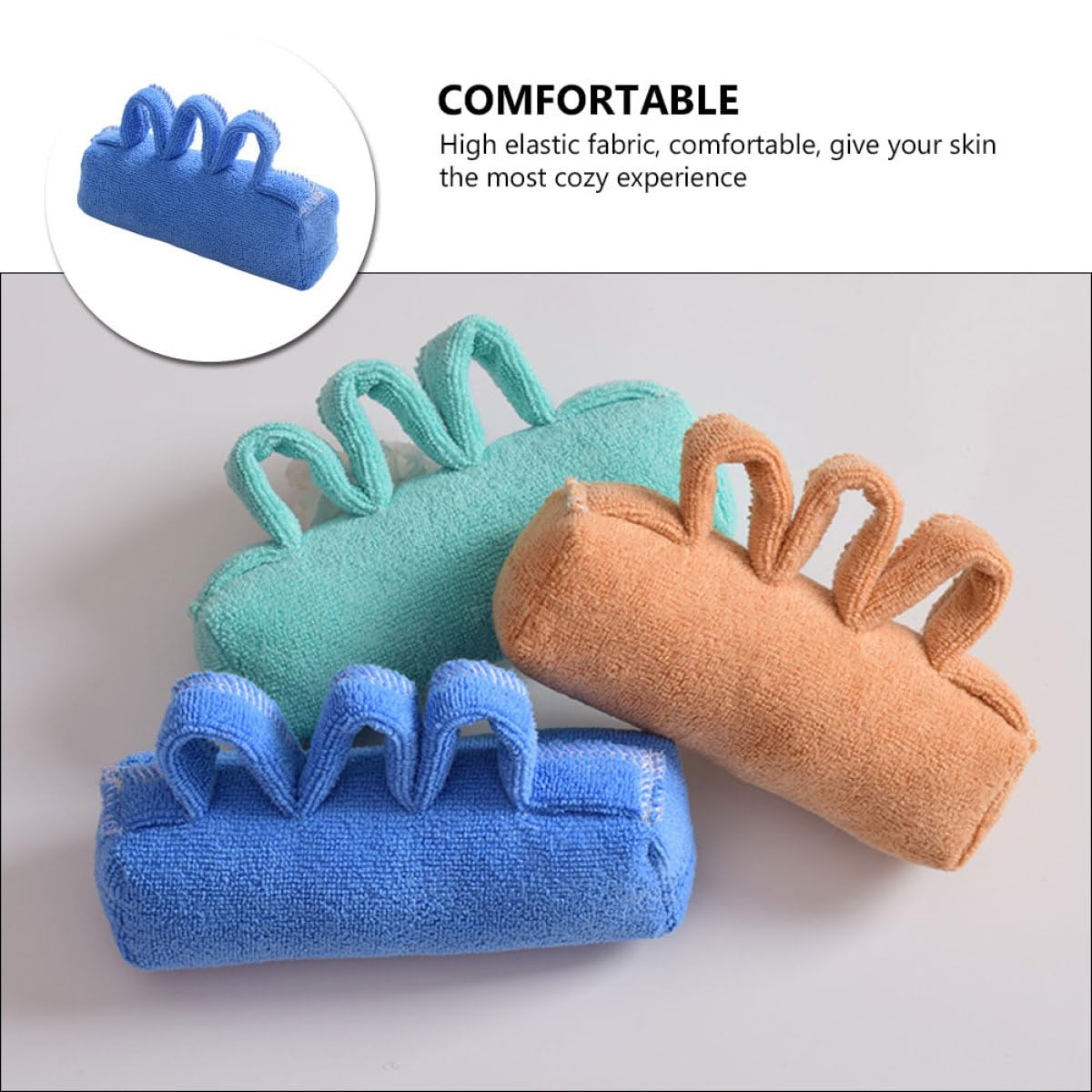 CALLARON Separador de Dedos Fácil de Limpiar Azul de Tejido Reutilizable Ergonómico para Rehabilitación de Mano en Mayores y Pacientes Encamados