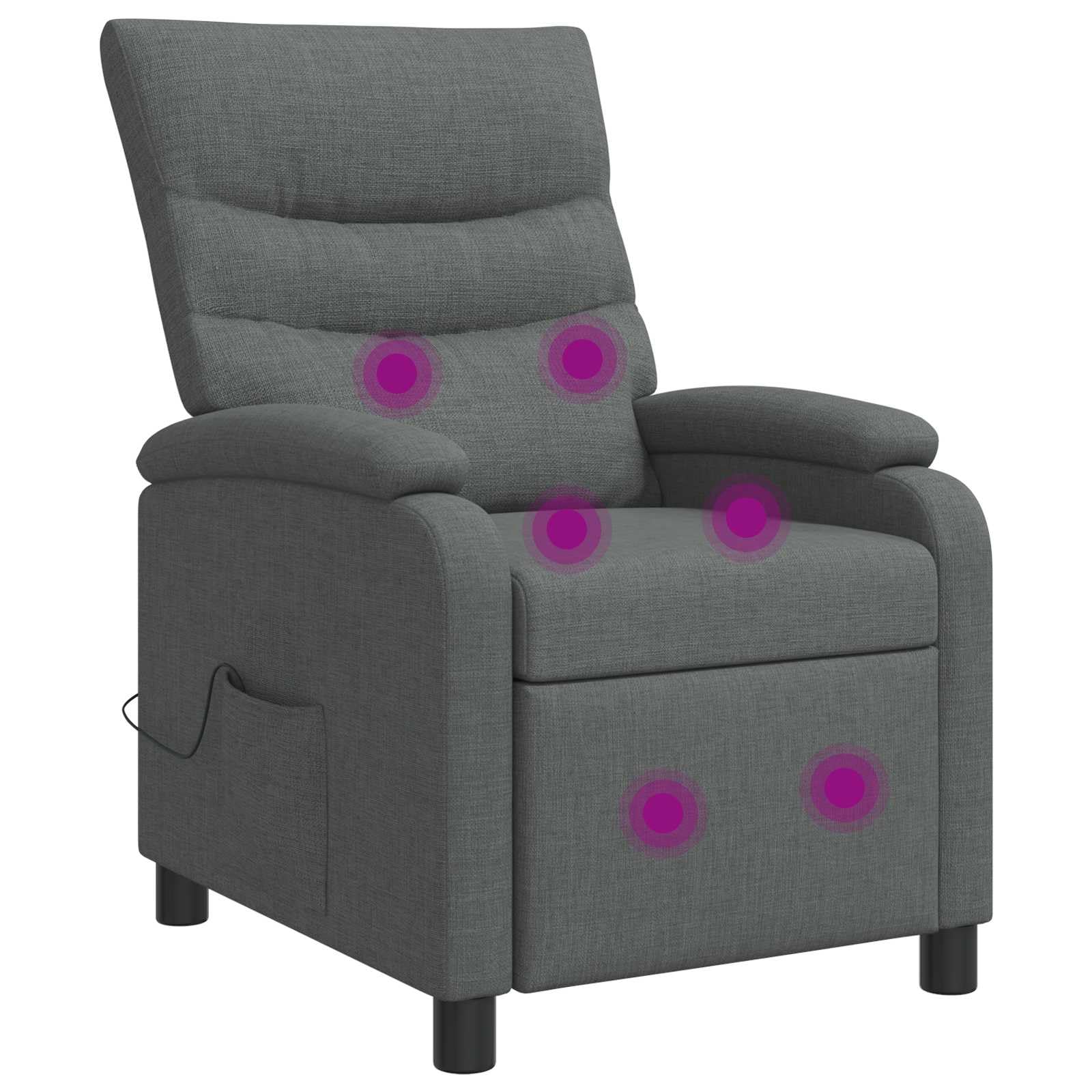 Poltrona relax in tessuto grigio scuro con inclinazione regolabile