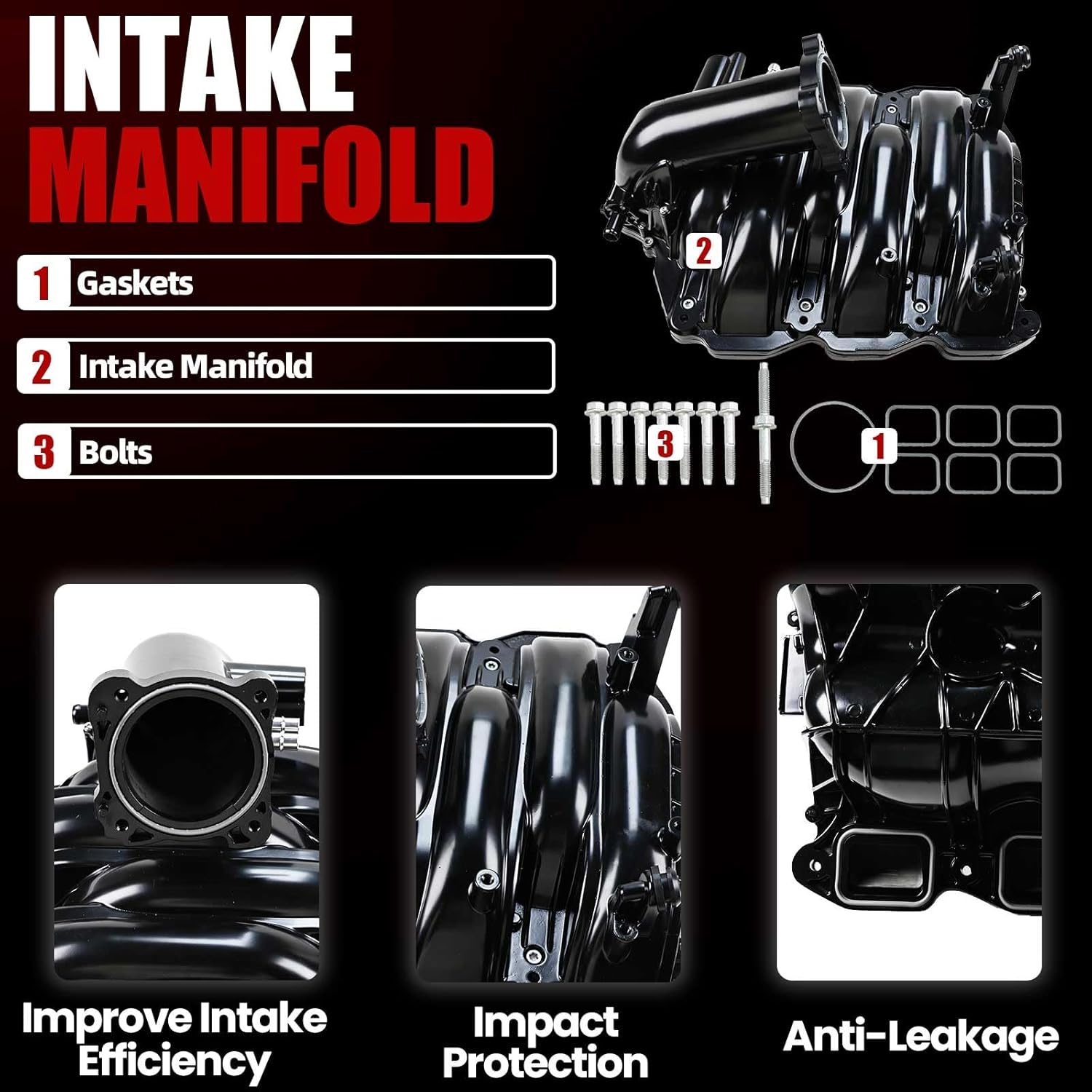 MITZONE Aluminum Intake Manifold Compatible with Dodge Ram 1500 Dakota Durango Nitro 2009-2011 Jeep Grand Cherokee Commander Liberty 2009-2012 Ram 1500 Dakota 2011-2012 3.7L V6