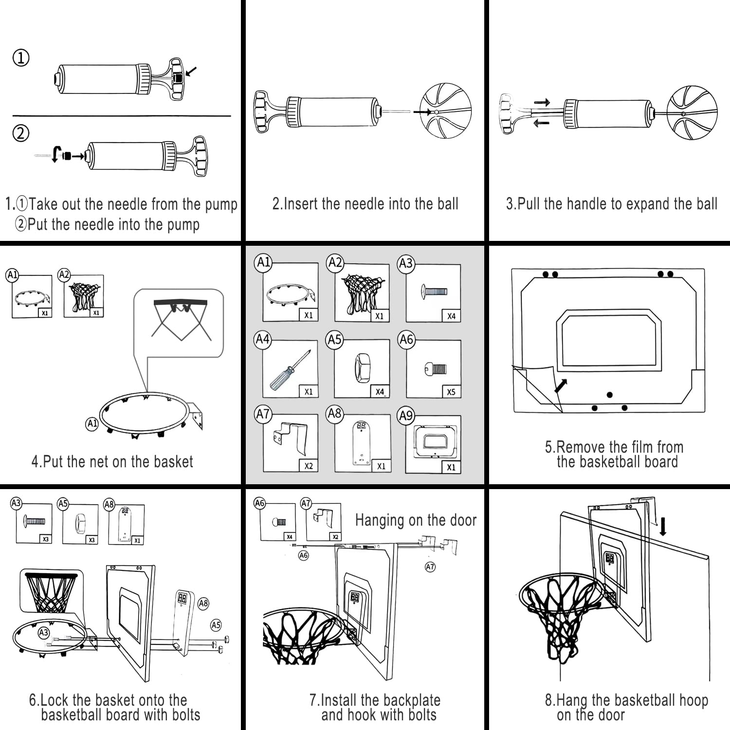 Mini Basketball Innenrahmen mit elektronischem Score Board 40x30 cm Backboard Wandbefestigung Sport Spiel Geschenkbox