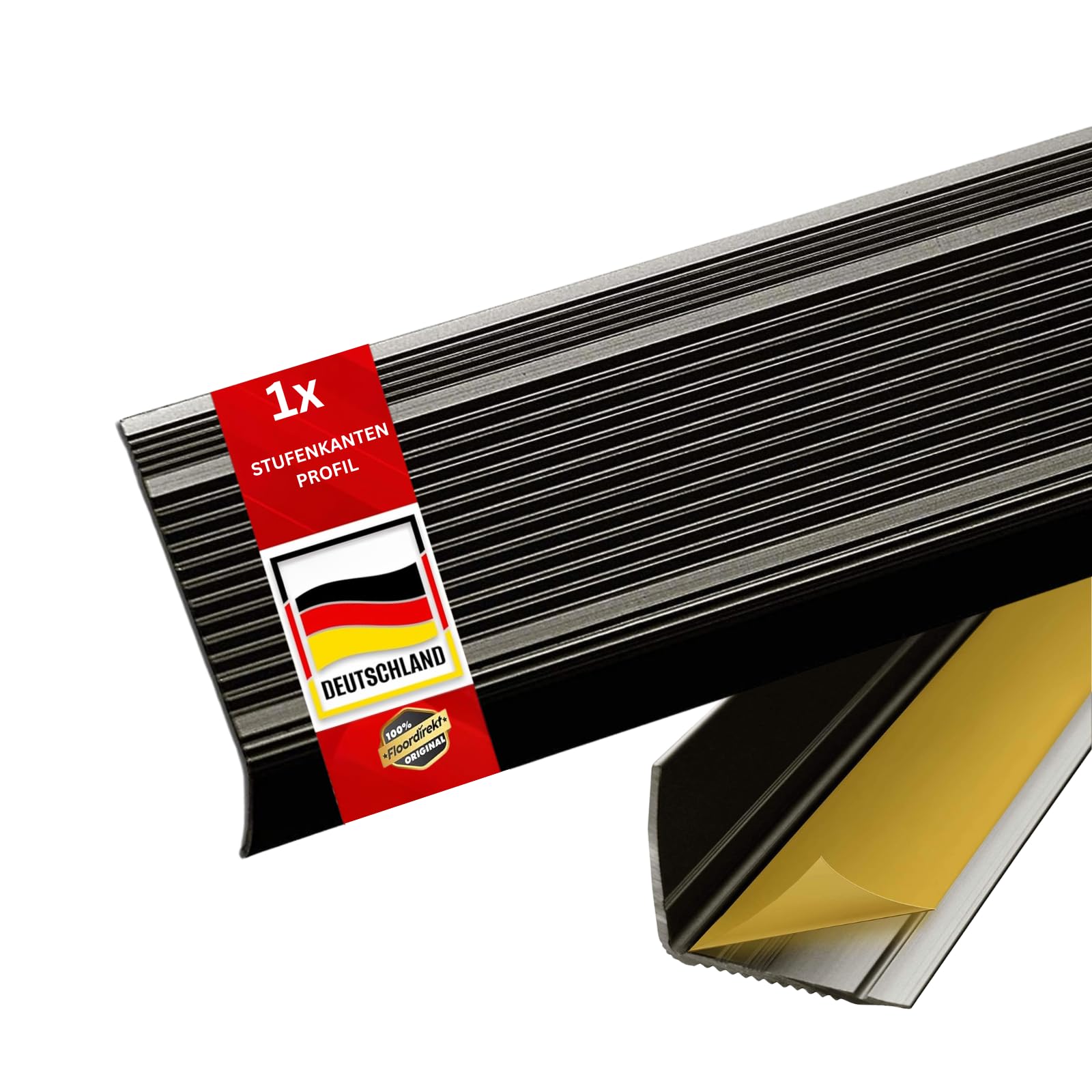 Stufenkantenprofil Integral - L-Form - Vorgebohrt oder Selbstklebend - Inkl. Montagematerial - Aluminium Treppenkantenprofil