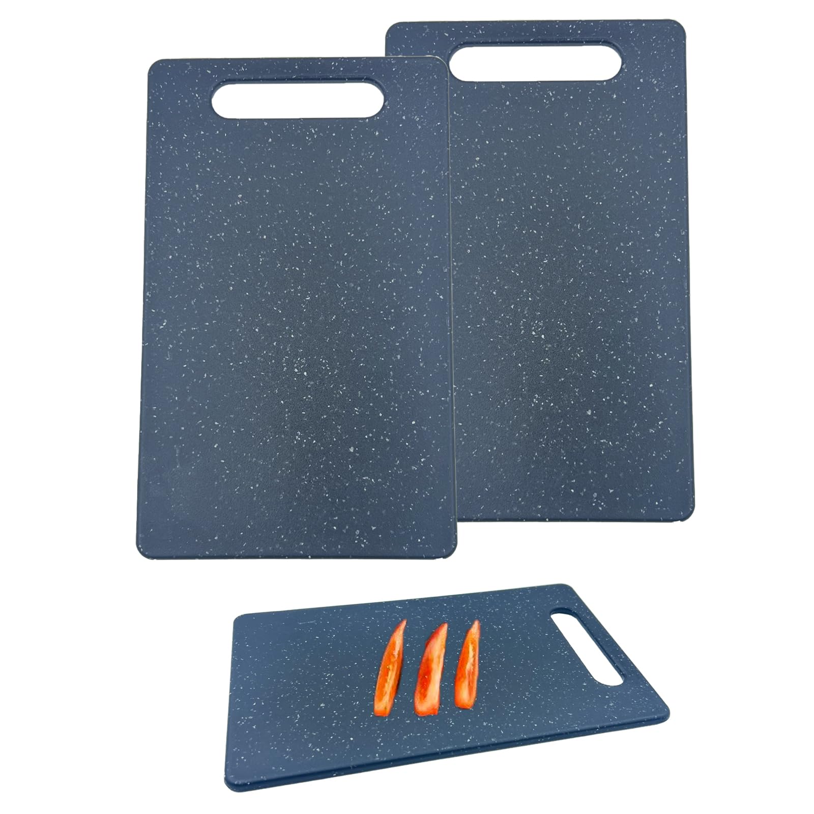 2 Pcs Cutting Board for Kitchen Small Mini Plastic Granite Color Cutting Board Dishwasher Safe Cutting Boards for Food Prep, Fruits, Vegetables with Easy Grip (6" x 10",Black)