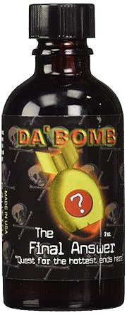 Amazon Com Da Bomb The Final Answer Original Hot Sauce 1 500 000 Scovilles 2oz Bottle Made In Usa With Habanero Peppers Non Gmo Gluten Free Sugar Free Keto