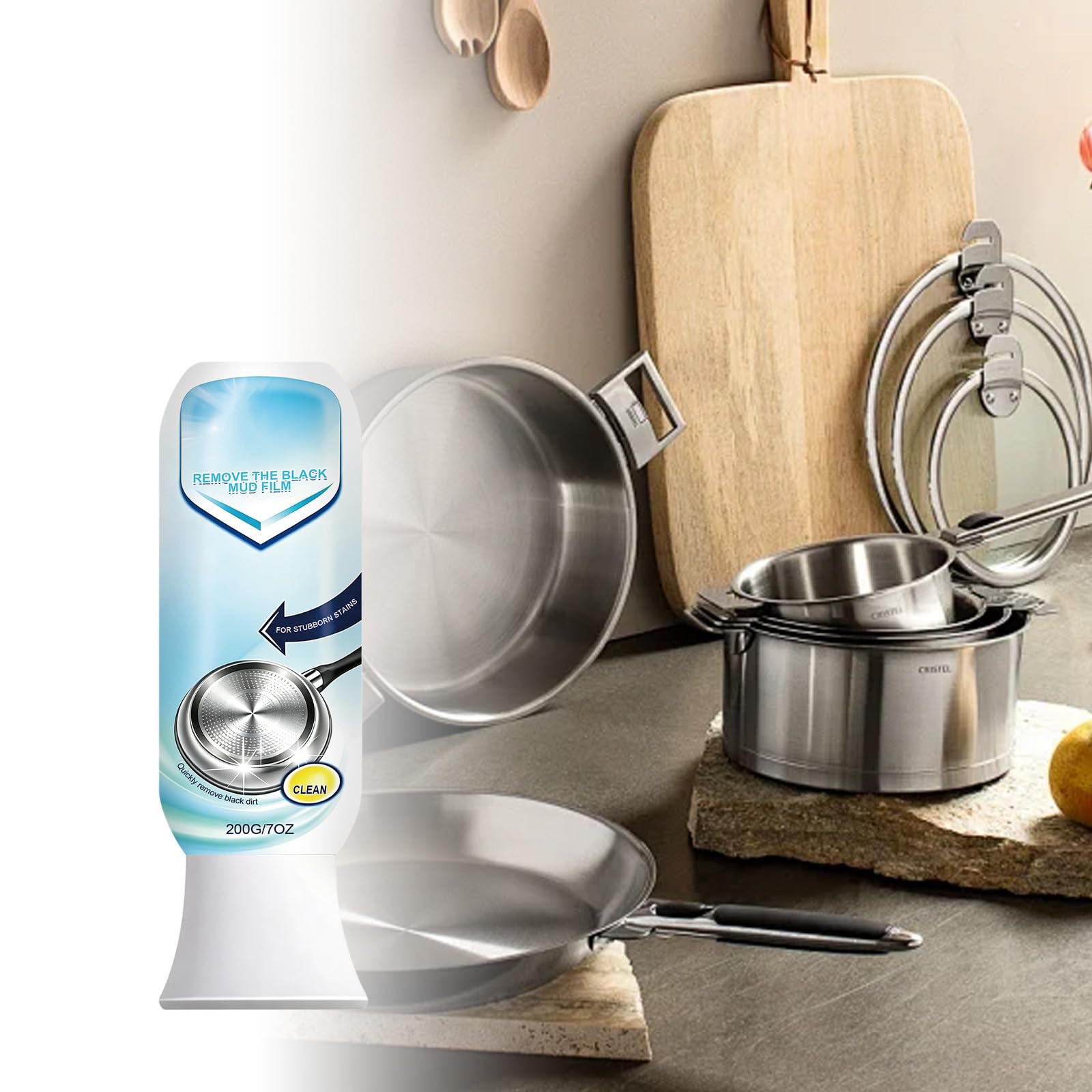 Limpiador de utensilios cocina 200 g | Trata las manchas difíciles y restaura un acabado limpio y brillante.(2pcs)